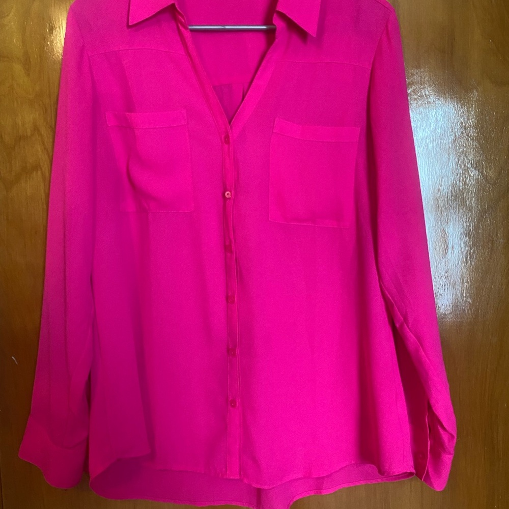 Women’s Hot Pink Button-Up Blouse